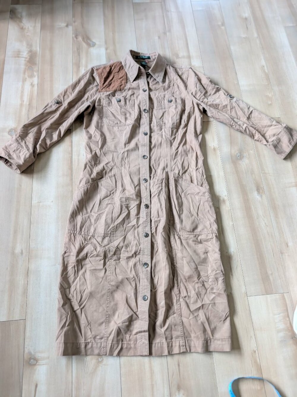 Lauren Ralph Lauren Utility Safari Shirt Dress Tan Button Front Size S